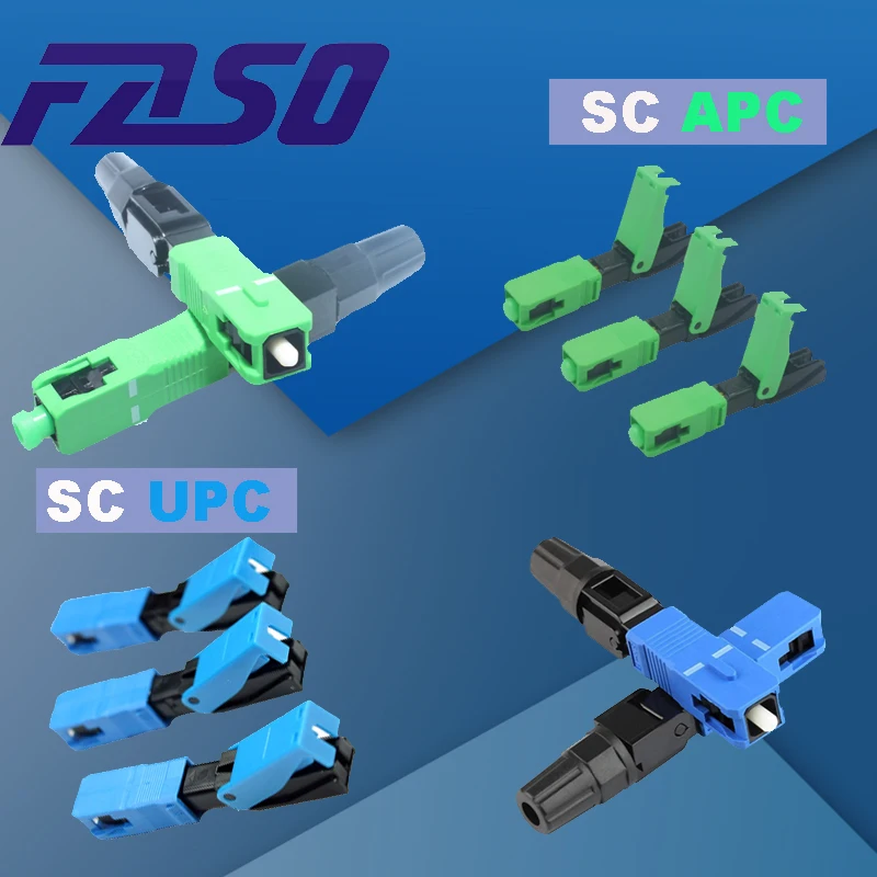 

FASO 50-100Pcs SC Single-mode Fiber Optic SC APC/UPC Quick Connector Fiber Optic Fast Connector Telecommunication level