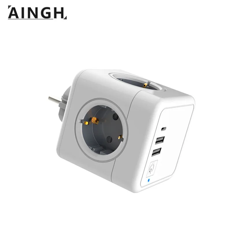 

EU Socket 16A With USB Multi Outlet Extension Type C 220 V Cable Home-appliance 12v Built-in Pop For Mobile Power Strip Plug