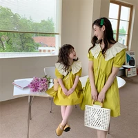 mommy daughter dresses 2022 summer parent child matching collar dress for mom and baby girls clothing women clothes kids robe