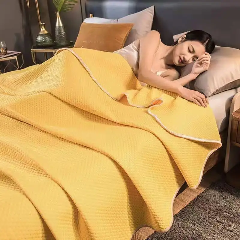 

Korean Bubble Yarn Summer Blanket For Double Bed Breathable Thin Comforter Set Machine Washable Quilt Set Or Single Quilts