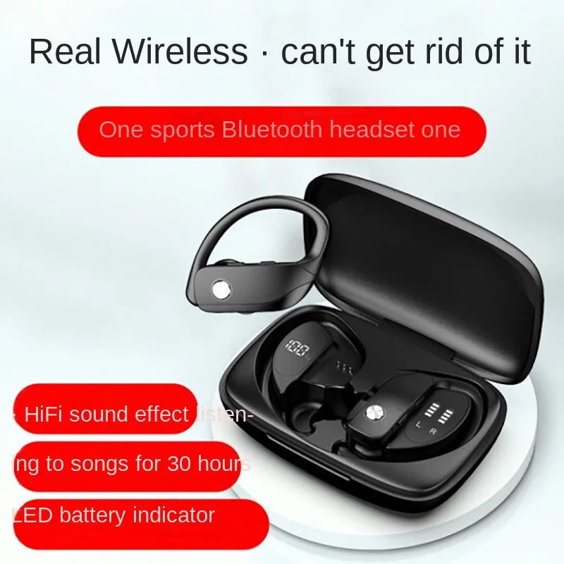 2022 popular bluetooth headset T17 digital display TWS noise reduction hanging ear sports wireless bluetooth headset enlarge