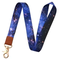 starry sky style keychain badge holder id credit card pass hang rope lariat mobile phone charm neck strap lanyard for keys
