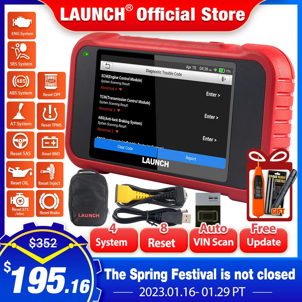 LAUNCH X431 CRP129E OBD2 Диагностические инструменты Авто OBD Двигатель ABS SRS AT Считыватель