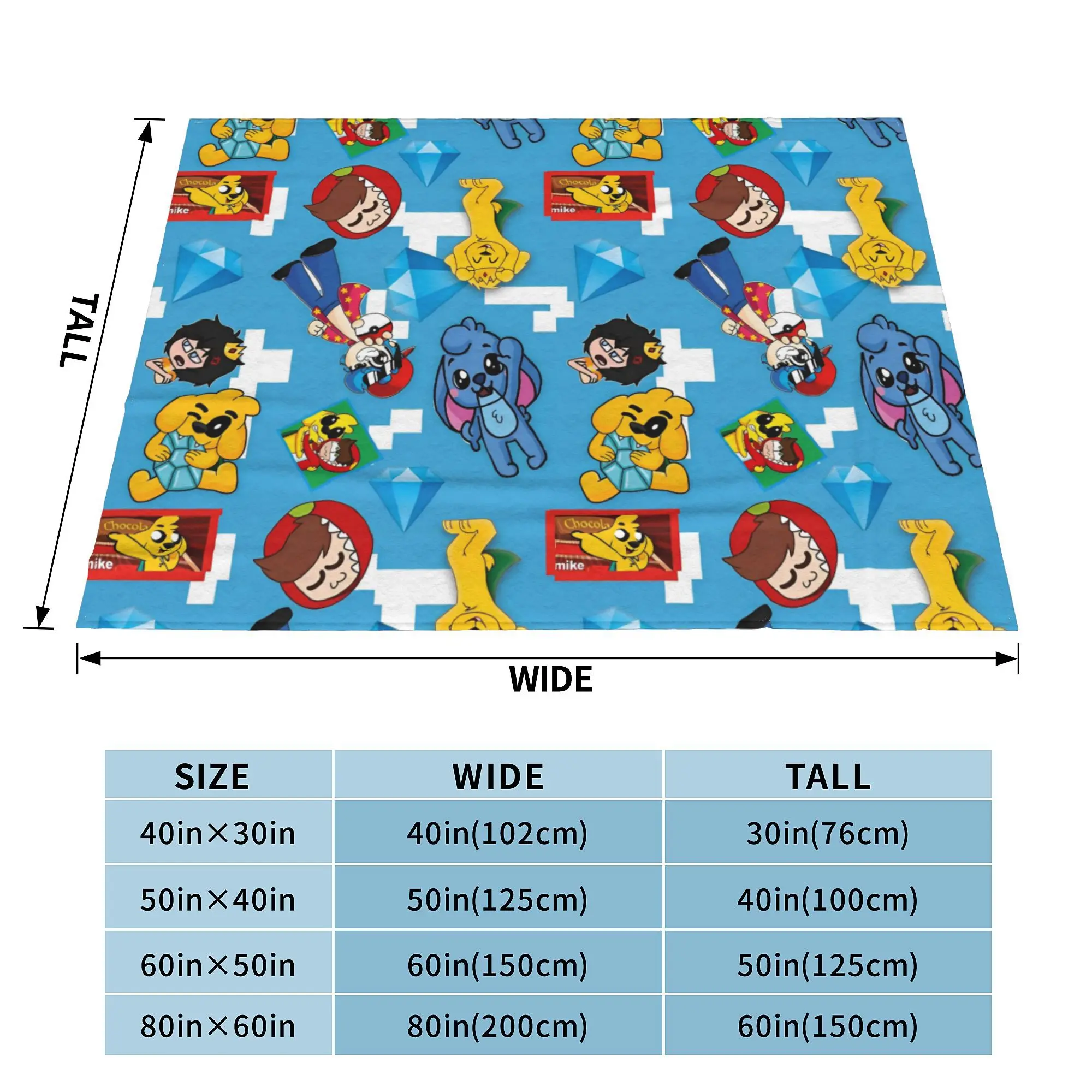 Mikecracks Game Blanket Velvet Cartoon Soft Throw for Airplane Travel Bedspread