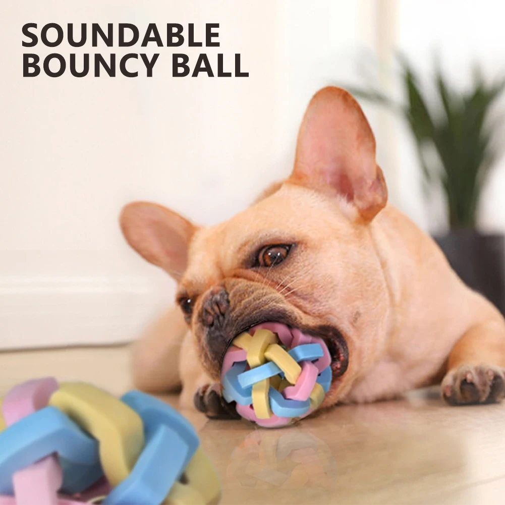

Pet Dog Interactive Chewing Vocal Dog Toy Ball Dogs Tooth Cleaning Ball Funny Dog Toys Dog Supplies Bell Knitting Ball