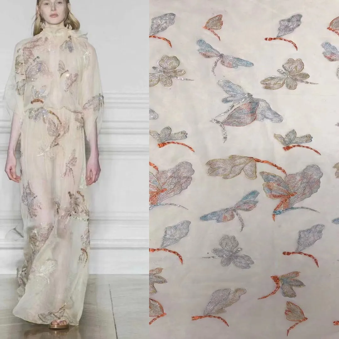 

Модный дизайн, красивая брендовая кружевная нитка с вышивкой, французская Тюлевая сетчатая кружевная ткань для вечерних платьев, свадьбы Вечерние/