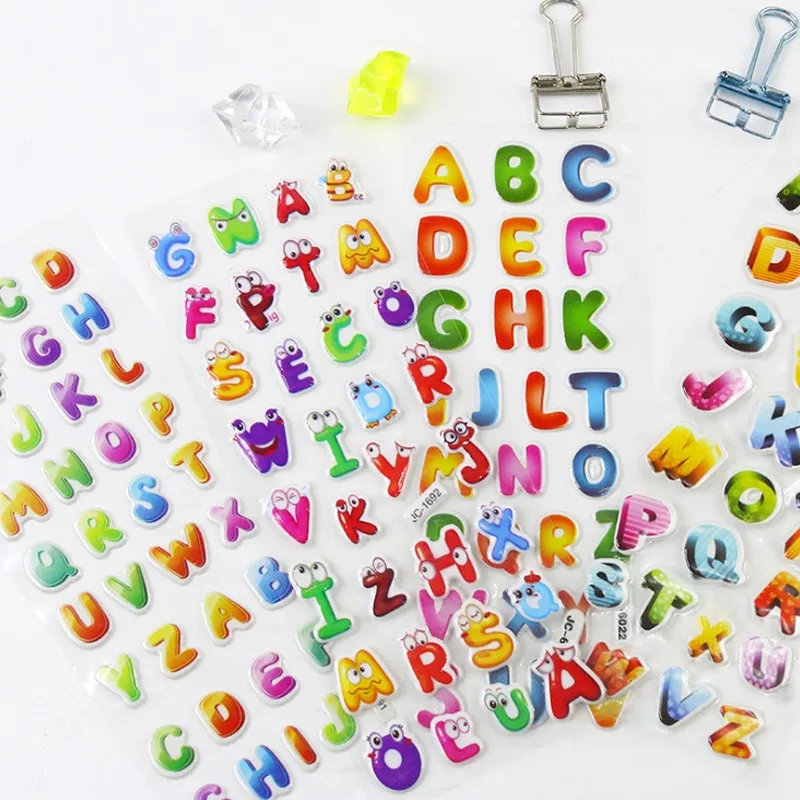 

10Sheets English letters number Daily Cartoons digital Puzzle sticker Decorative paper Scrapbook 21*7.5CM