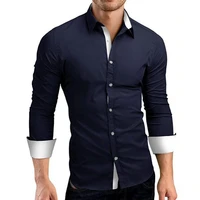 men shirt fashion 2022 spring male high quality long sleeve shirts casual hit color slim fit black man business shirts