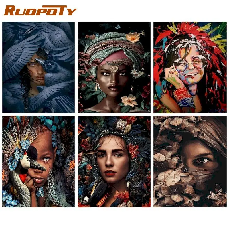 

RUOPOTY Oil Painting By Numbers Women 60x75cm Paint By Numbers On Canvas Figure Watercolor By Numbers Home Decor