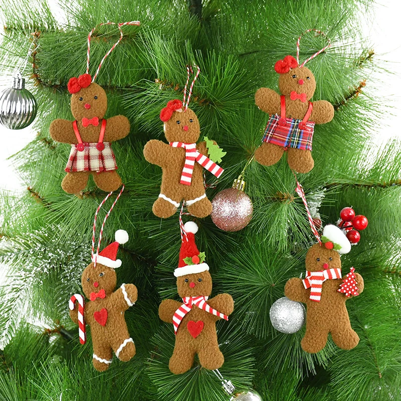 3Pcs/Set Christmas Gingerbread Man Doll Hanging Ornaments Chrismas Tree Pendant For Home 2023 New Year Xmas Kids Toys Gift