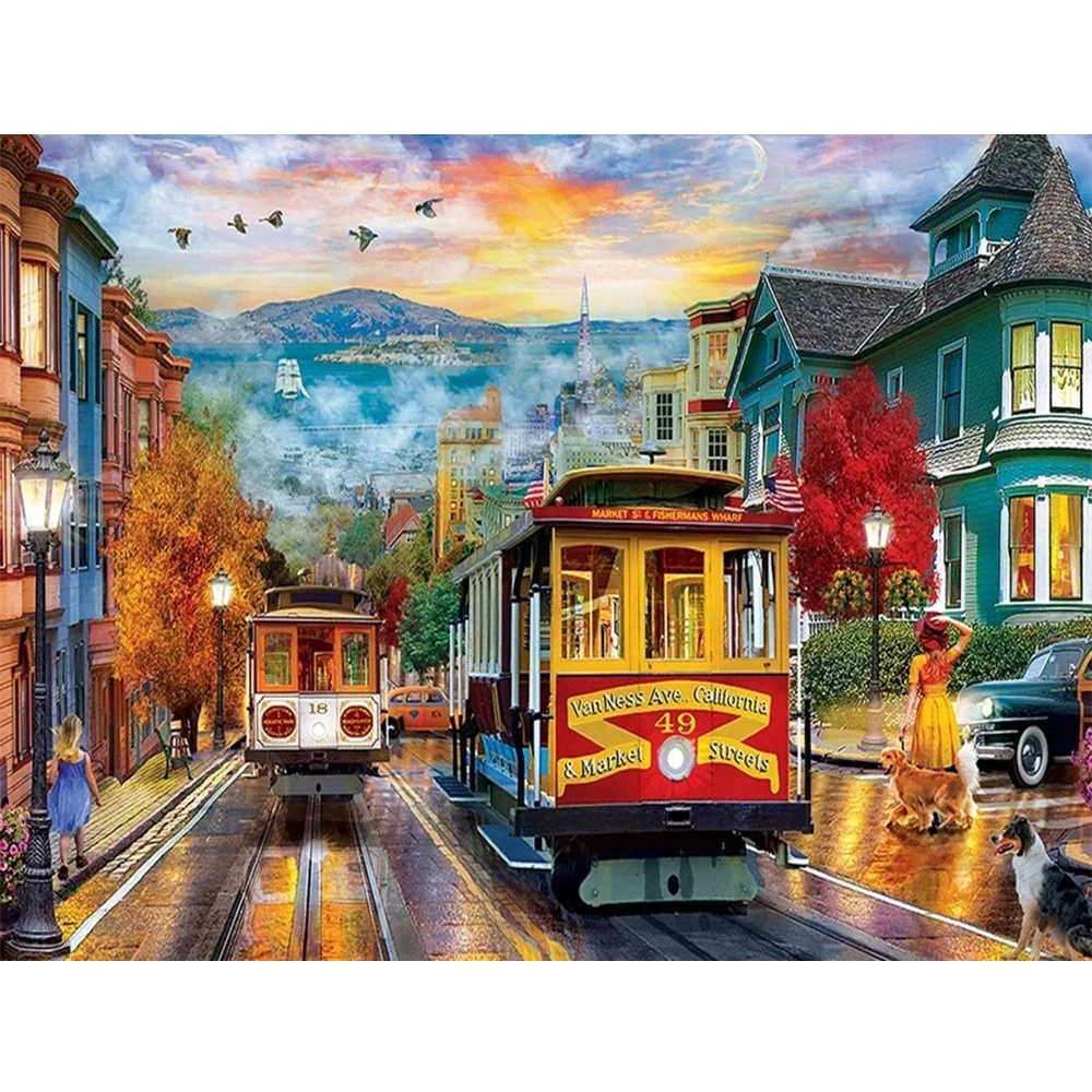 

KAMY YI 5d Diamond Embroidery Street City Scenery Mosaic Rhinestones Diamond Embroidery Landscape Gift Car Cross Stitch Kits