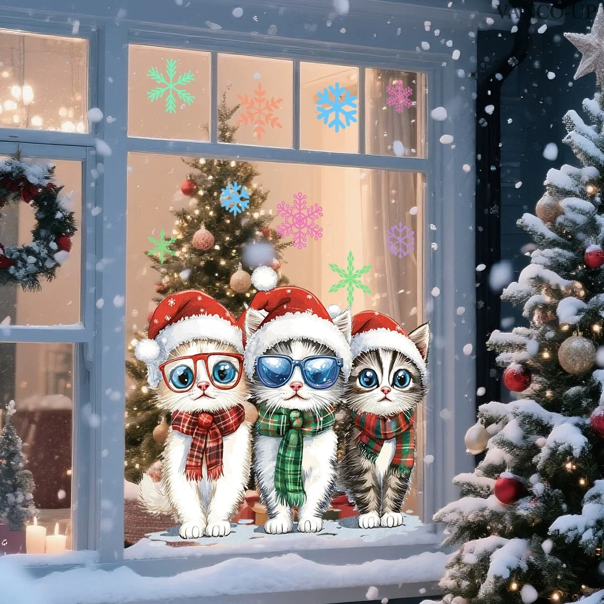 

Рождественская наклейка на окно с животными