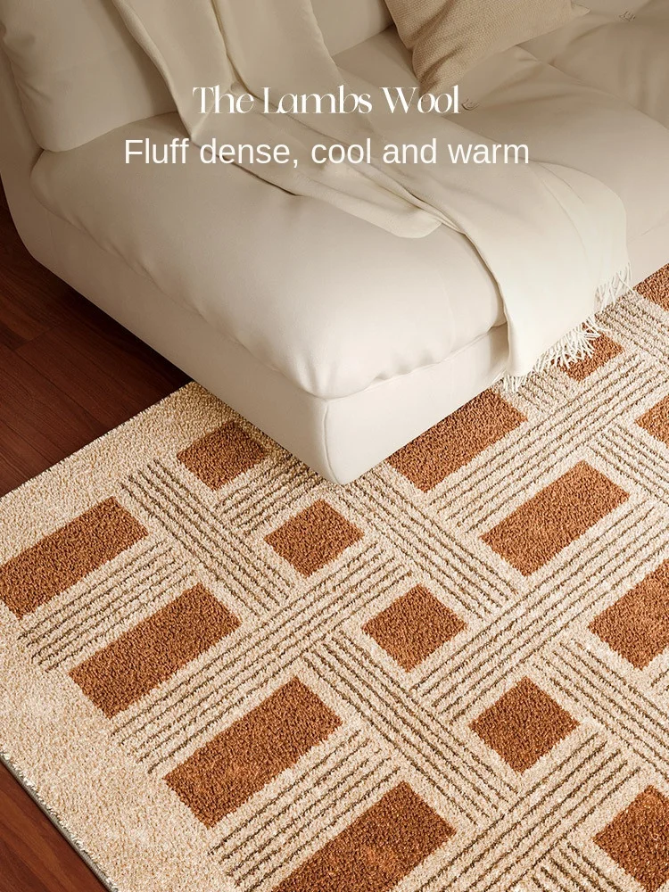 

French Vintage Cream Style Living Room Carpet High-end Plaid Short Velvet Sofa Tea Table Blanket Bedroom Cloakroom Bed Blanket