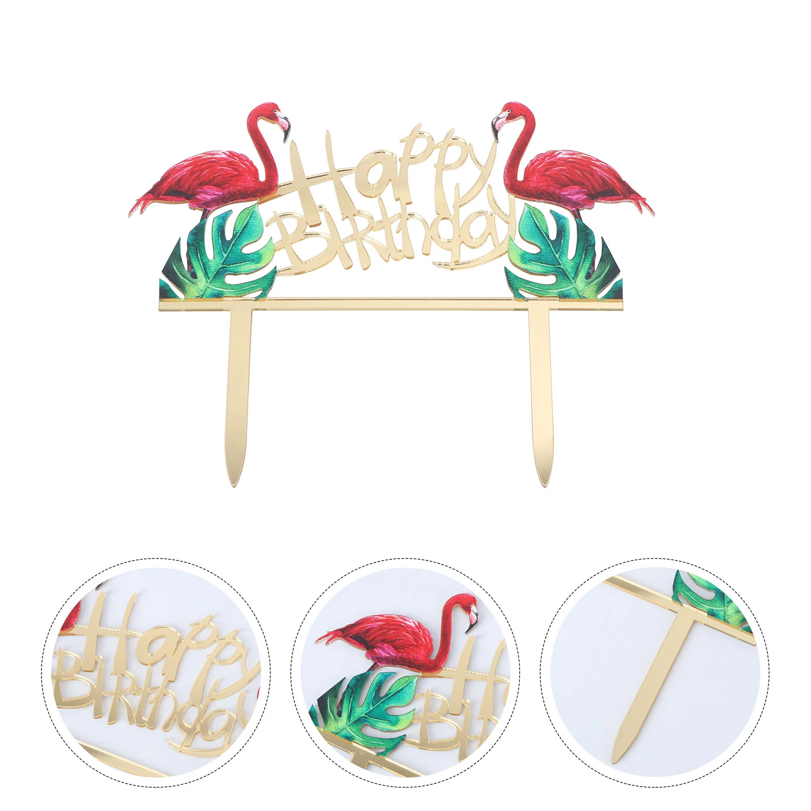 

1PC Acrylic Kawaii Flamingos Beautiful Supplies Cake Insert for Decoration Party