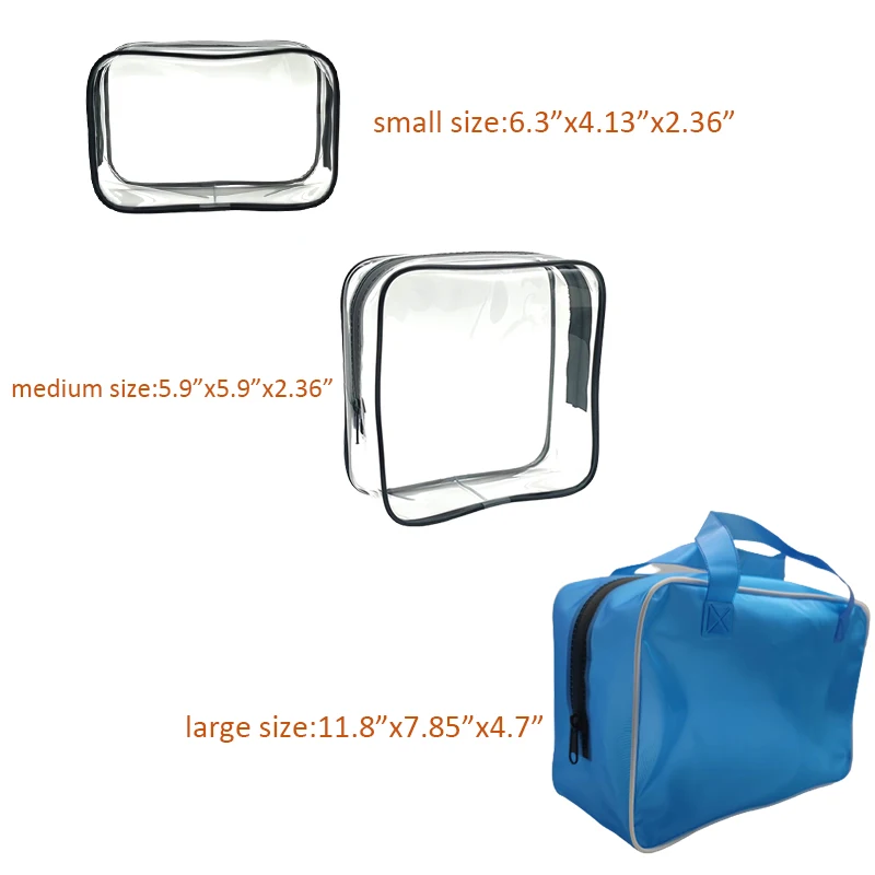 Clear Transparent Outdoor Travel Vacation Waterproof Makeup Bag Toiletry Kit Pouch For Swimming Bathroom Beach Camping 3Pack