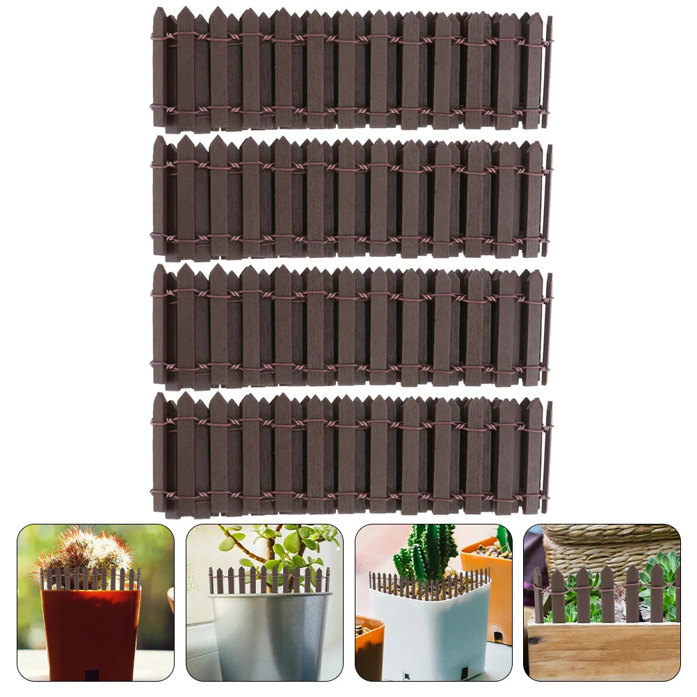 

4Pcs Miniature Garden Fence Decorative Small Wooden Fence Flexible Miniature Fence