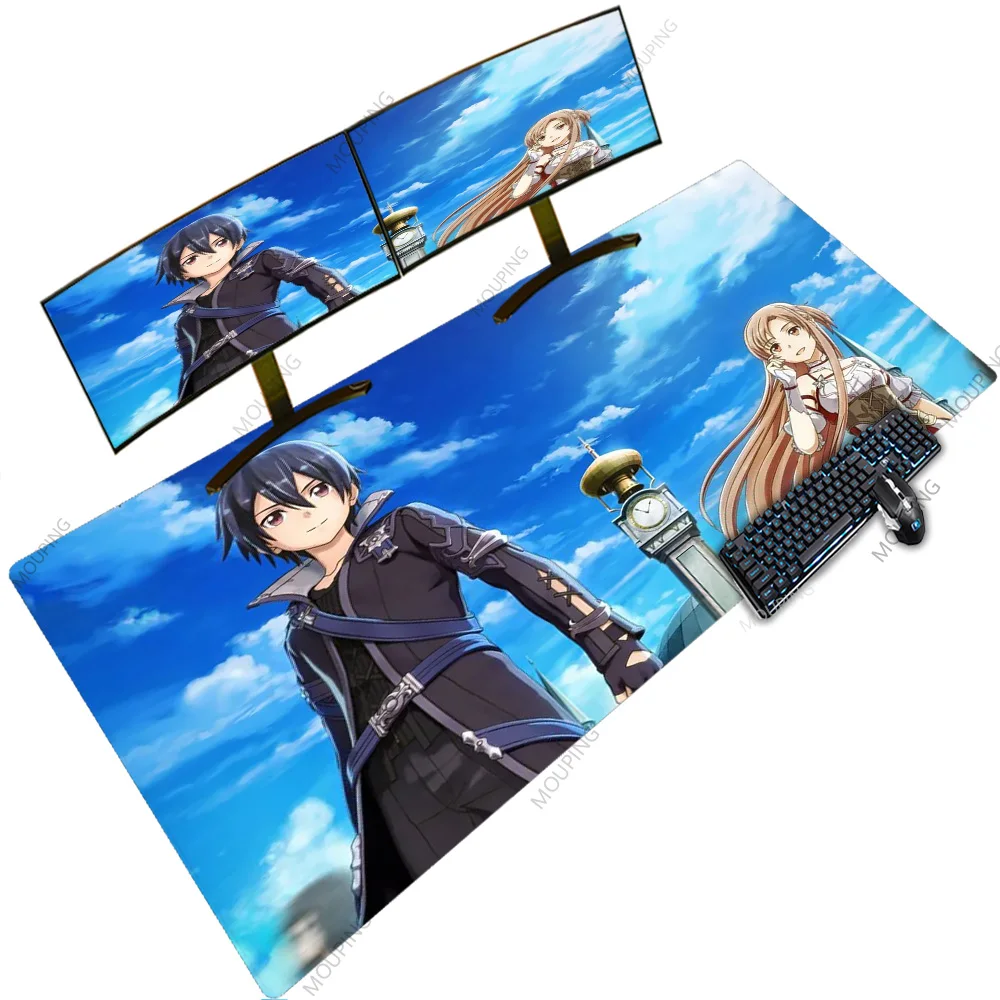 

Sword Art Online Laptop Table Mause Pad Blue Cool Desk Supplies Xxxxl Mats Japan Anime Keyboard Switch LED Gaming Aesthetic Pads