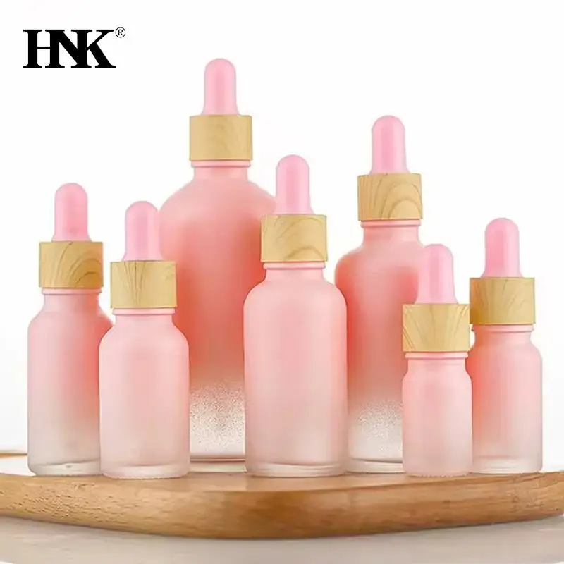 

1PCS 5/10/15/20 ML Cosmetic Essence Packing Bottle Pink Frosted Glass Bottle With Pipette Dropper, Pink Essential Oil Bottles,