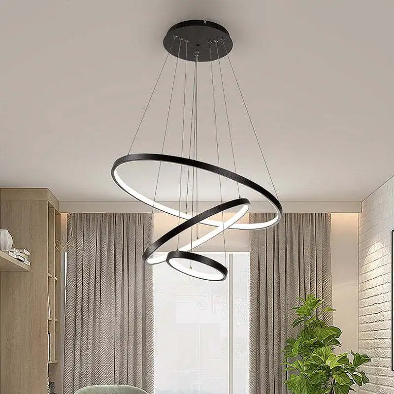 

Ring Led Pendant Lights Remote Control Dimming Lamps for Bedroom Dining Room Decor Cafe Bar Modern Simple Pendant Chandelier
