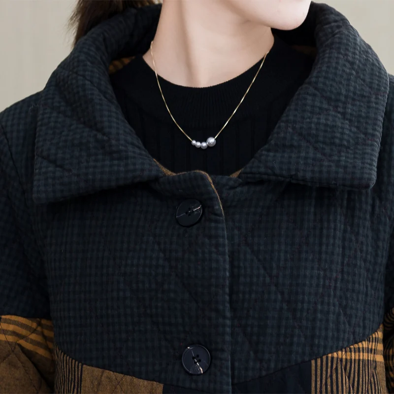 Autumn And Winter 2022 New Hooded Cotton Padded Jacket Loose And Print Long Sleeve Cotton Padded Jacket For Women parka