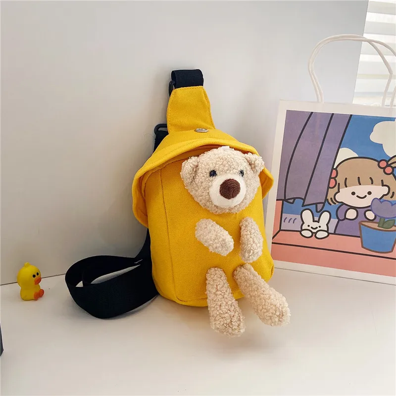 

Child Waistbag for Boy Girl Unisex Waist Bag Cute Bear Banana Bag Small Adjustable Pure Colour Shoulder Chest Bag Children Kids