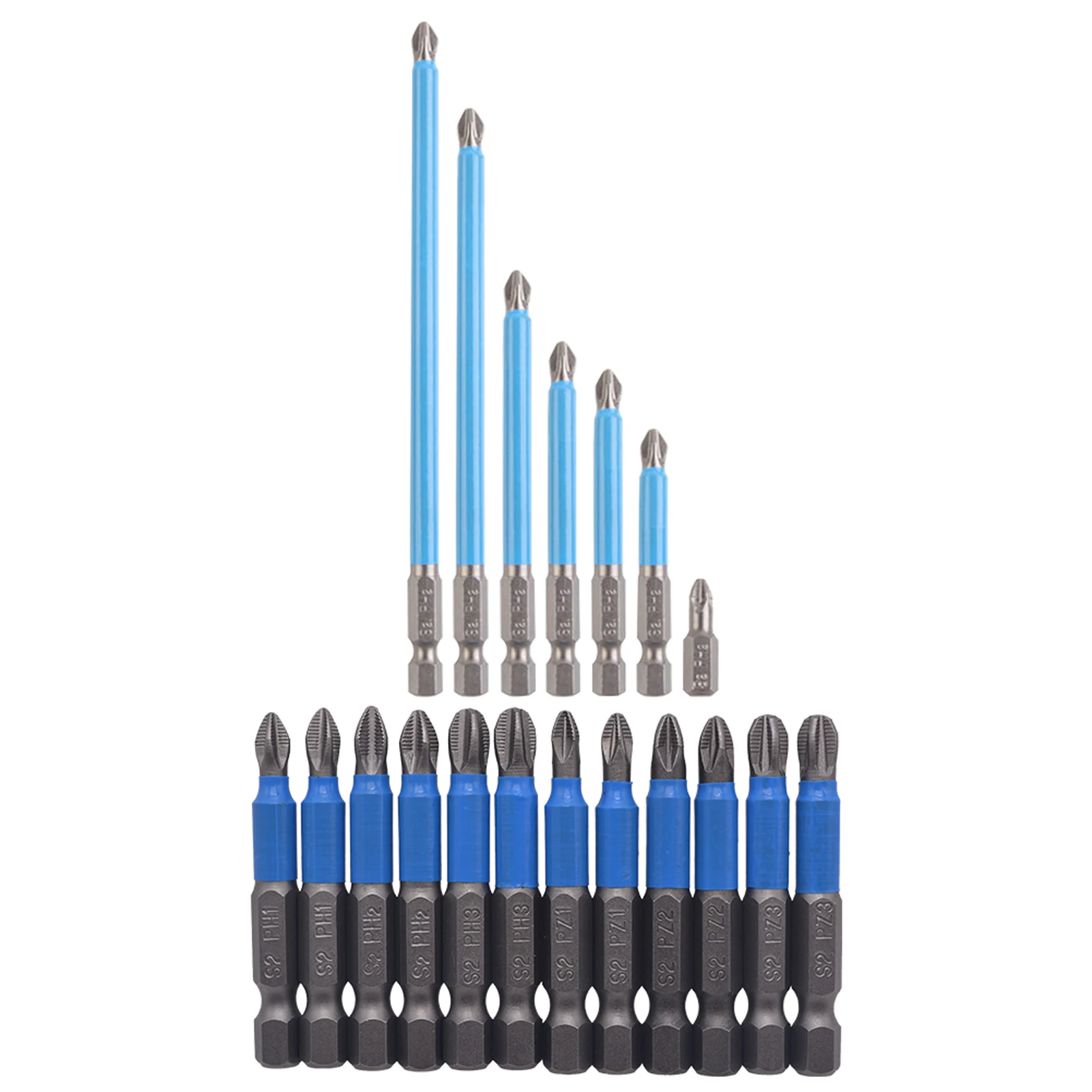 

19pcs Portable Power Tool Anti Slip Work Steel PZ1 PZ2 PZ3 1/4 Inch Hex Shank Durable Magnetic Cross Screwdriver Bit Set