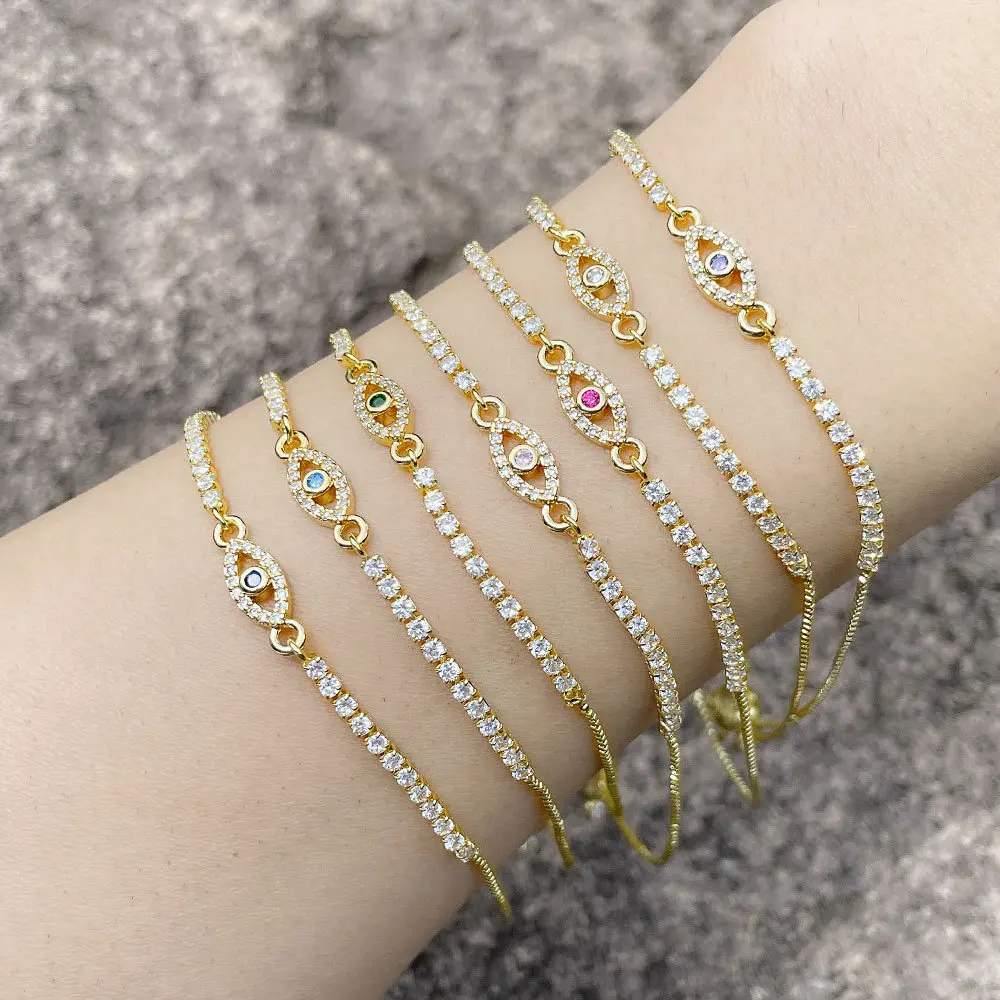 

Fashion Adjustable Pullout Zircon Bracelet Ins Cold Wind Niche Design Devil's Eye Bracelet Jewelry Wholesale Bracelets for Women