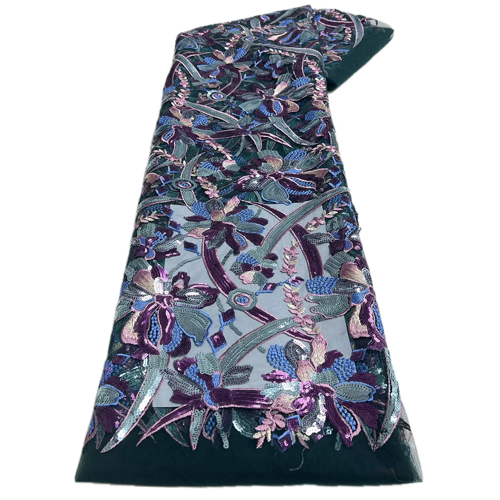 Африканская сетка французская кружевная ткань с блестками вышитая нигерийская