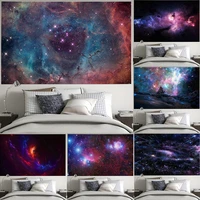 fantasy galaxy starry sky wall hanging tapestry rainbow star sky print polyester wall carpet bedroom home decor background cloth