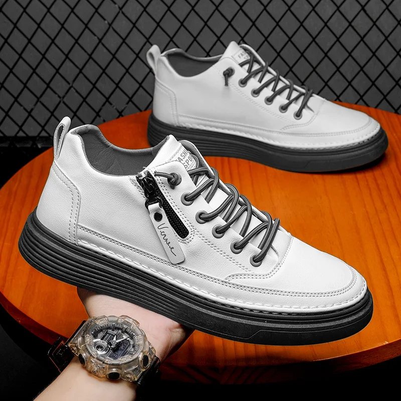 

Туфли мужские с низким вырезом, микрофибра, на шнуровке, повседневные уличные туфли, ПУ кожа, боковая молния, лето