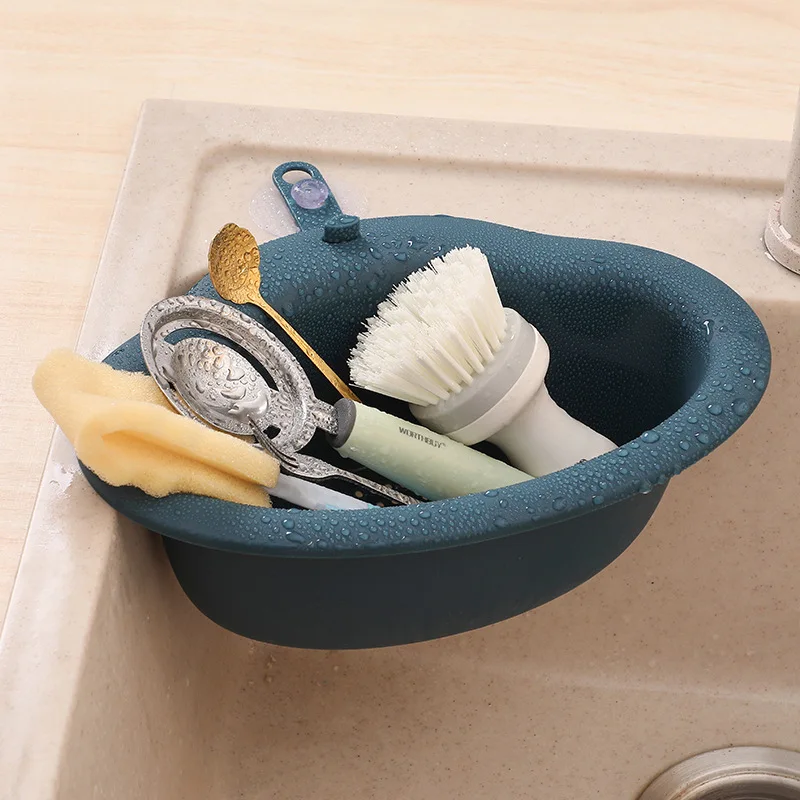 

Kitchen Sink Drain Basket Punch-free Bag Faucet Sponge Storage Rack Vegetable Water Leftovers Filter Washing Hanging Organizer