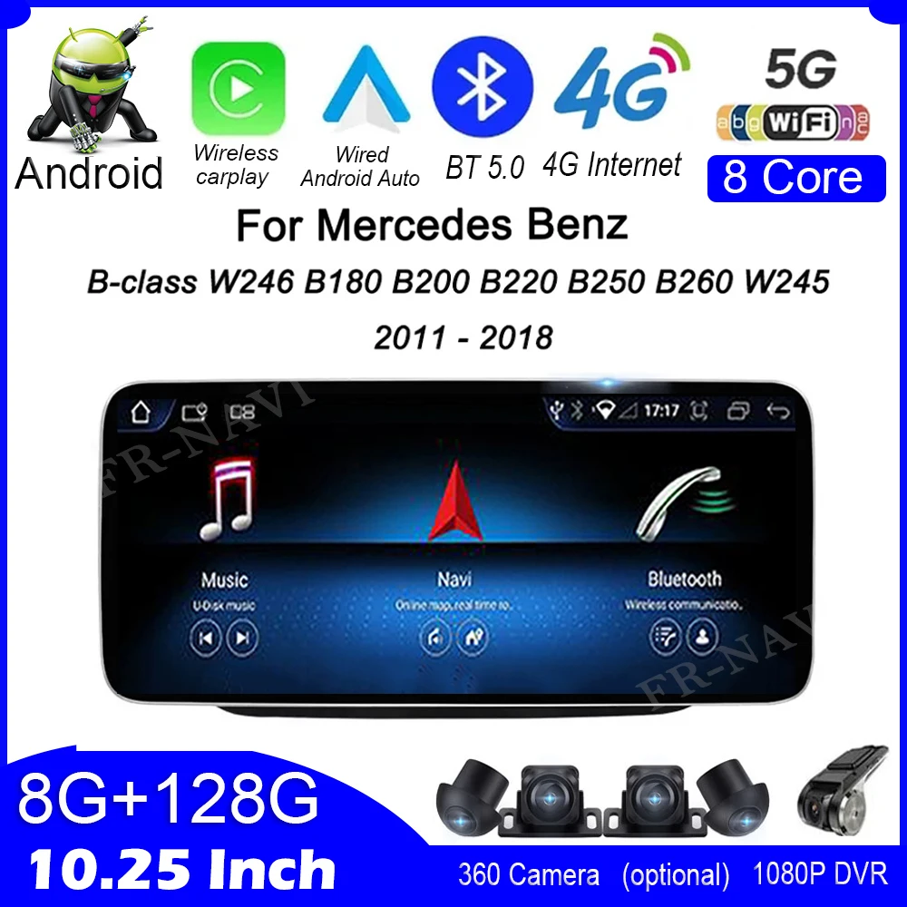 Головный блок IPS Android 14 для Mercedes Benz B-класса W246 B180 B200 B220 B250 B260 W245 2011-2018 Автомобильный
