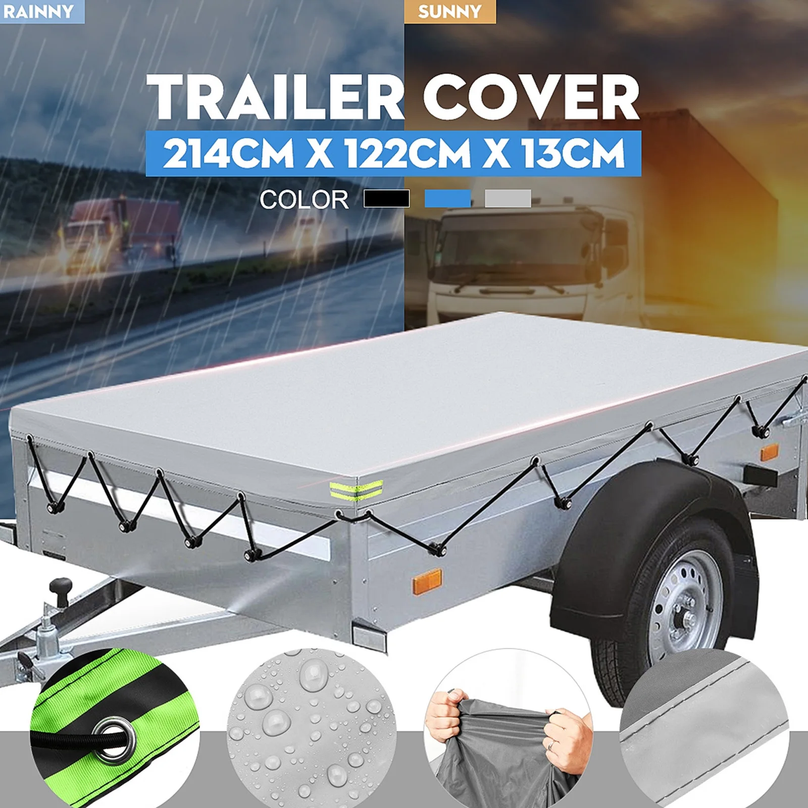 

420D Oxford Cloth Trailer Car Cover Auto Roof Canopy Sunshade Waterproof Dustproof Windproof Protection For Travel Car Cover