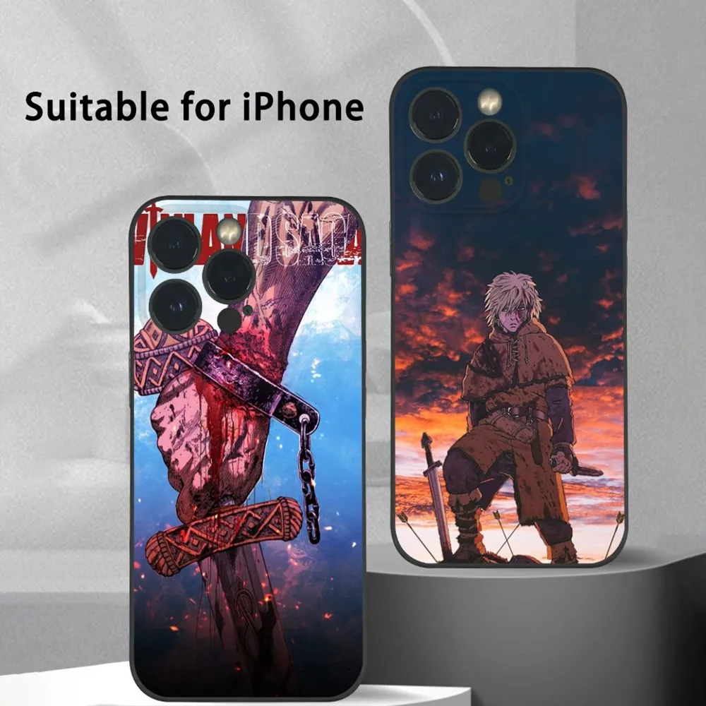 Чехол для телефона V-Vinland Saga в стиле аниме iPhone 16 15 14 13 Pro Max Plus Mini Frosted Soft Shell Funda
