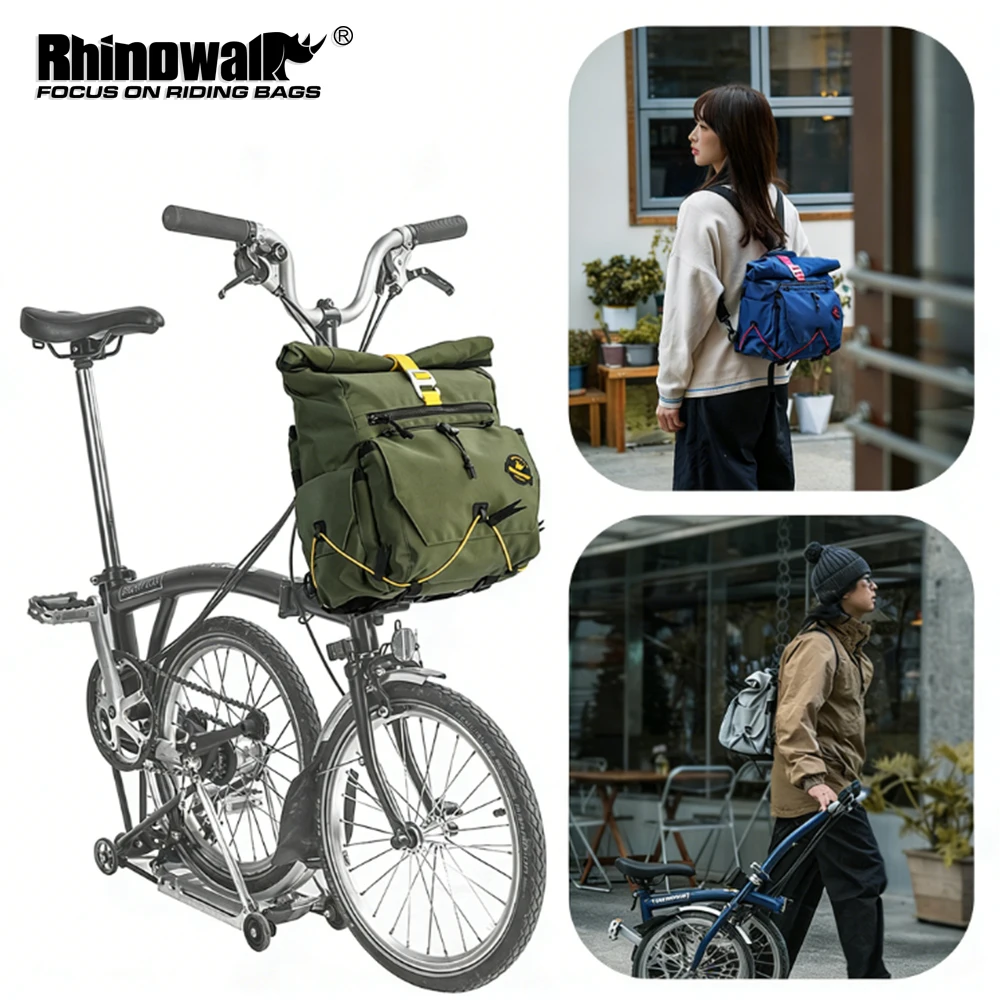 Фото Сумка на руль велосипеда Rhinowalk, 17 л, передняя корзина для хранения, для Dahon Brompton, велосипедный рюкзак, аксессуары для велосипедов