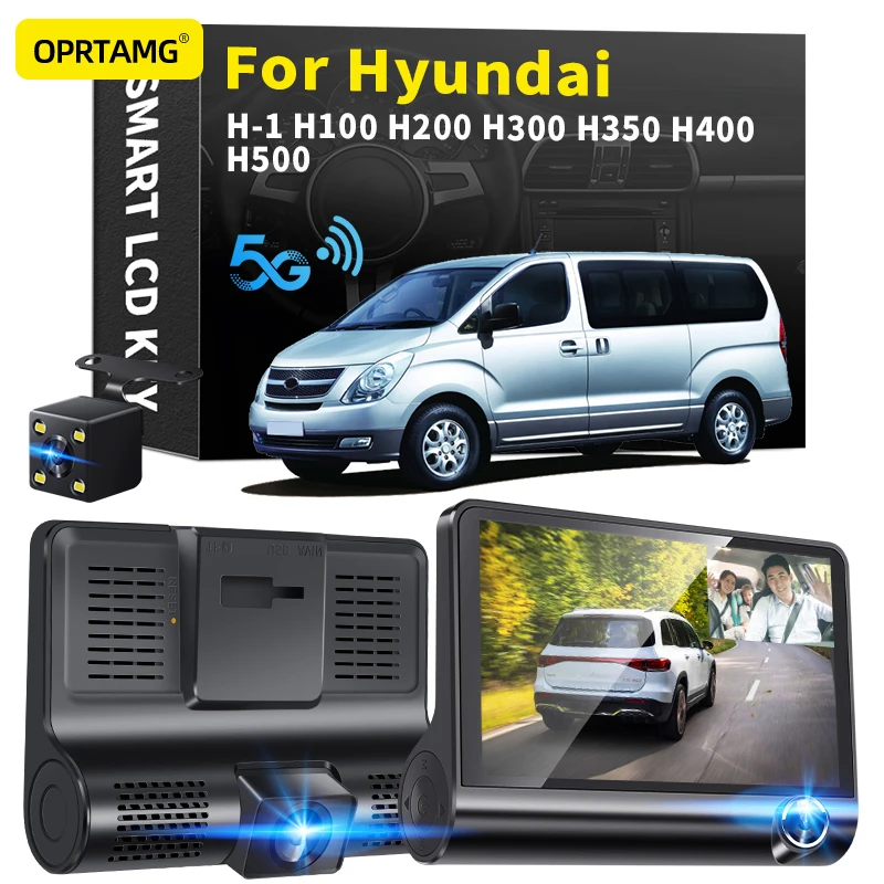

Автомобильный видеорегистратор OPRTAMG, 3 камеры, объектив 4,0 дюйма 1080P, видеорегистратор для Hyundai H-1 H100 H200 H300 H350 H400 H500 1994-2020 2021 2022