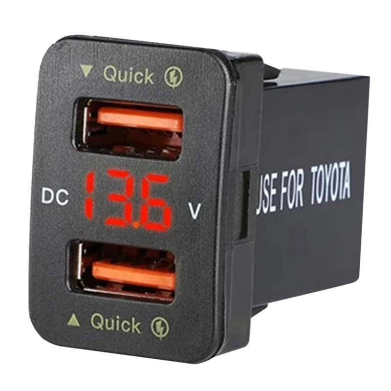 

36W Fast Car Charger QC3.0 Dual USB Fast Charger with Voltage Waterproof Mobile Phone Charger for Toyota