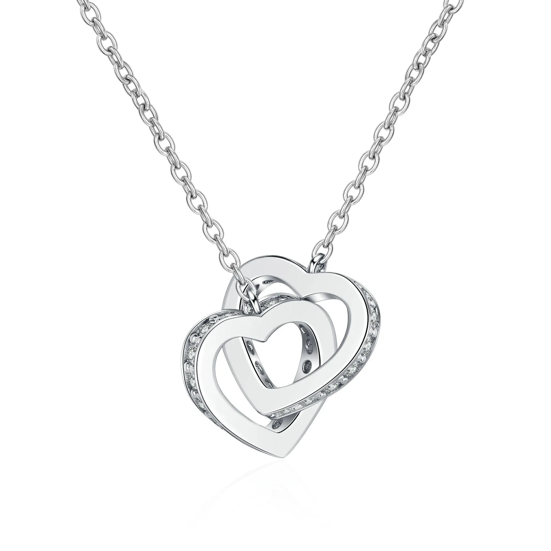 

Heart Heart Interlocking Moissanite Necklace Women's S925 Silver Neckchain Electroplated Rose Gold Platinum Gold Collar Chain