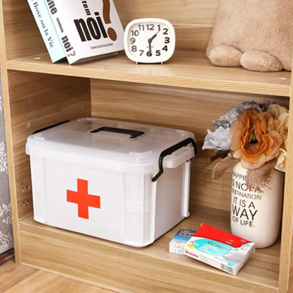 

Plastic Storage Box Portable Box Storage Home Medicine Case Health Care Pills First Aid Kit Box