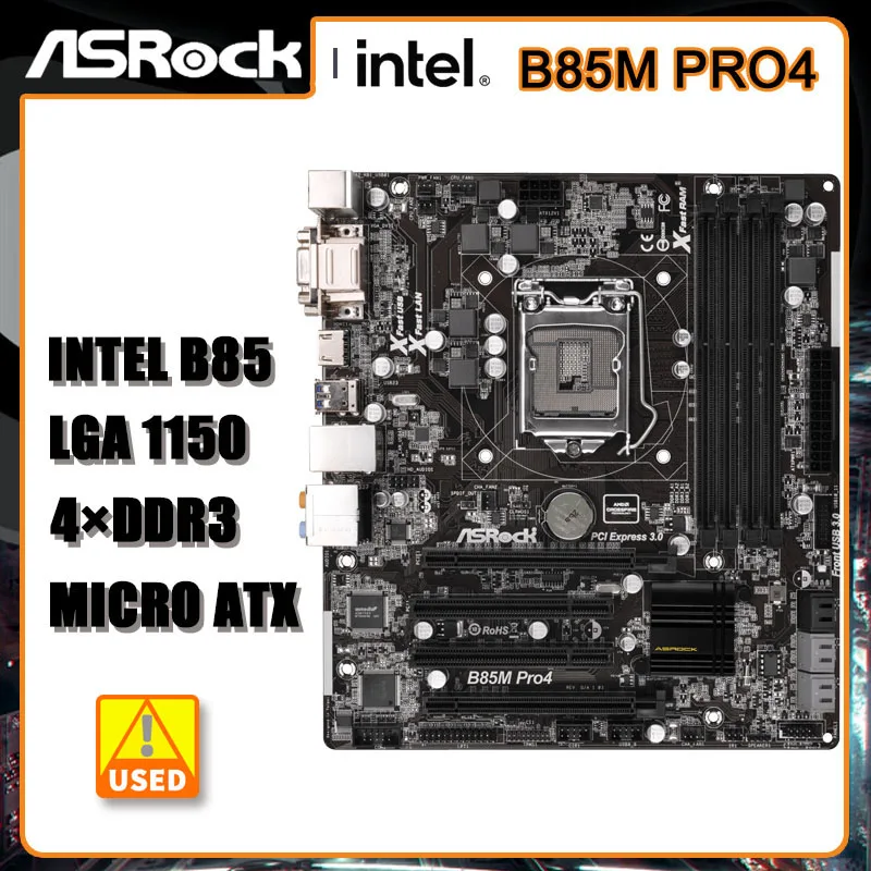 

B85 1150 материнская плата DDR3 для Intel Xeon E3-1245 v3 процессор ASRock B85M PRO4 материнская плата DDR3 32 ГБ SATA III USB3.0 DVI Micro ATX