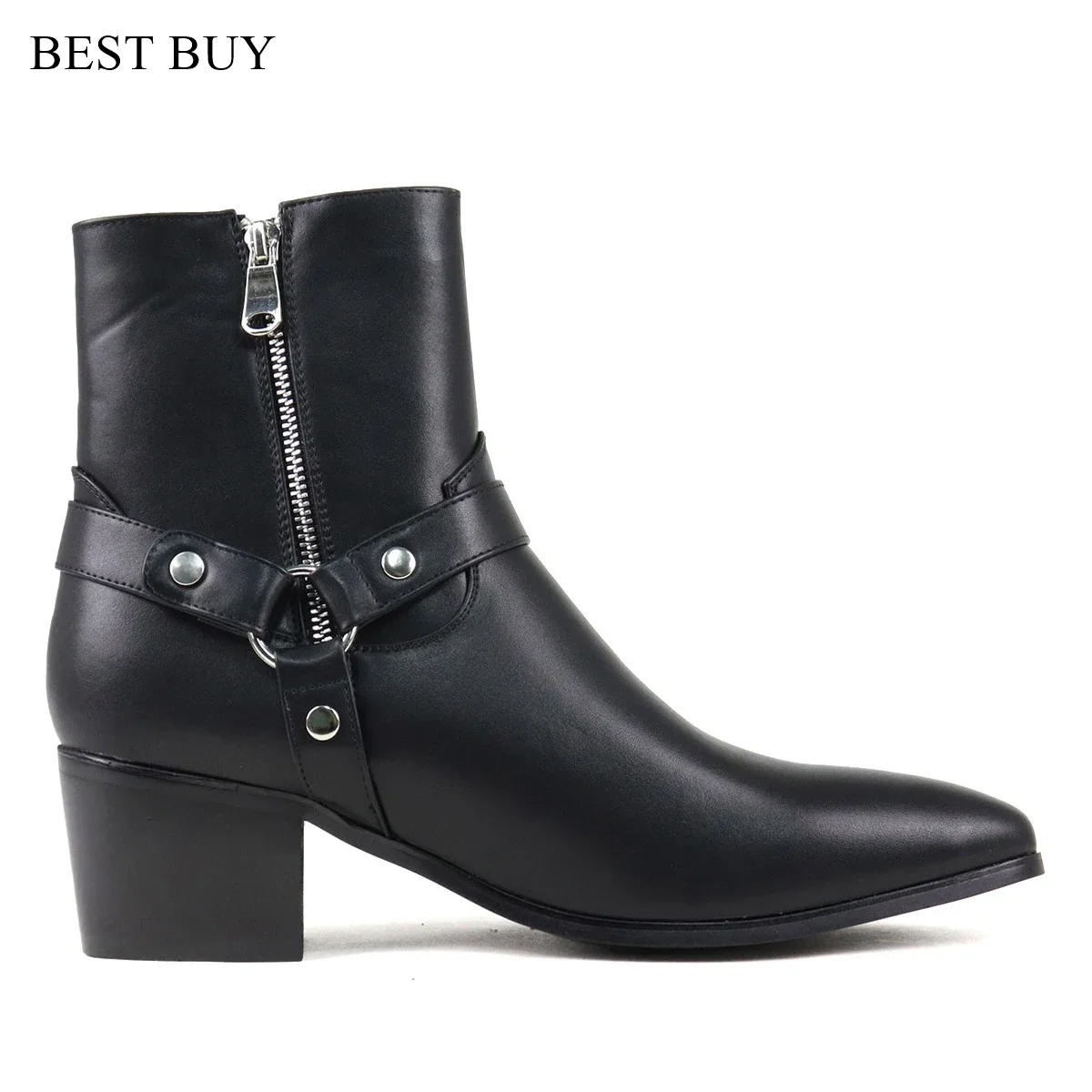 Новые черные мужские ботинки Челси с цепочкой и ремнем модная деловая