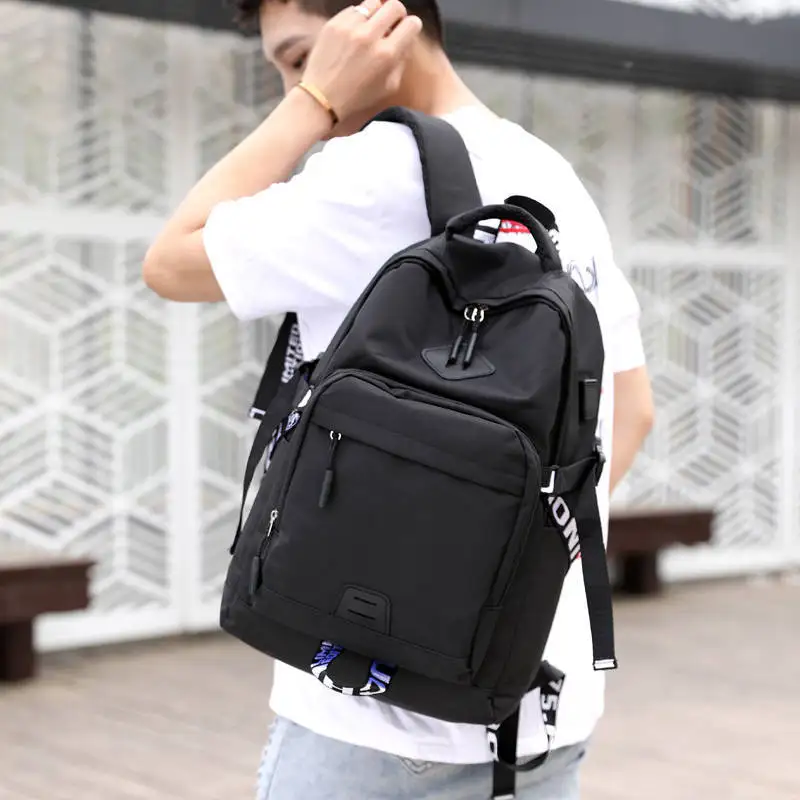 

Large Capacity Backpack Women Men Laptop Backpacks 15 Inch Oxford Black Solid High School Bags College Student Backpacks E49