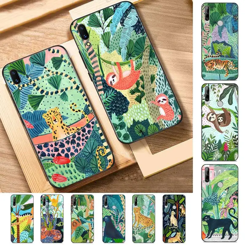 

Cute Cartoon Anime Sloth Leopard Phone Case for Huawei Y 6 9 7 5 8s prime 2019 2018 enjoy 7 plus