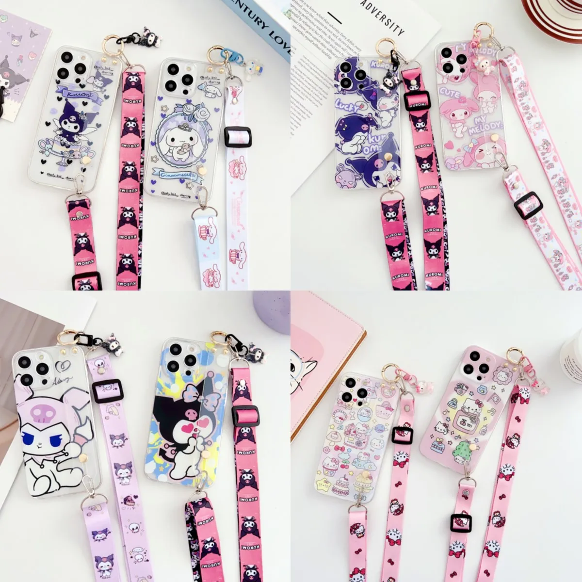 Чехол с ремешком на запястье для Huawei Honor 20 X20 X20SE 30 30i V20 X40 8x 9x X8 X9A 10 X10 V40 Play3 4 Pro Kitty Melody