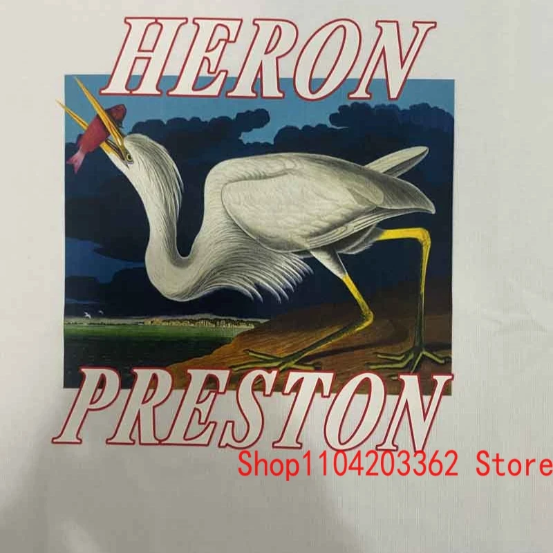 Футболка Real Photo HERON PRESTON High Street Trend с буквенным логотипом Egret Fairy Crane круглым вырезом