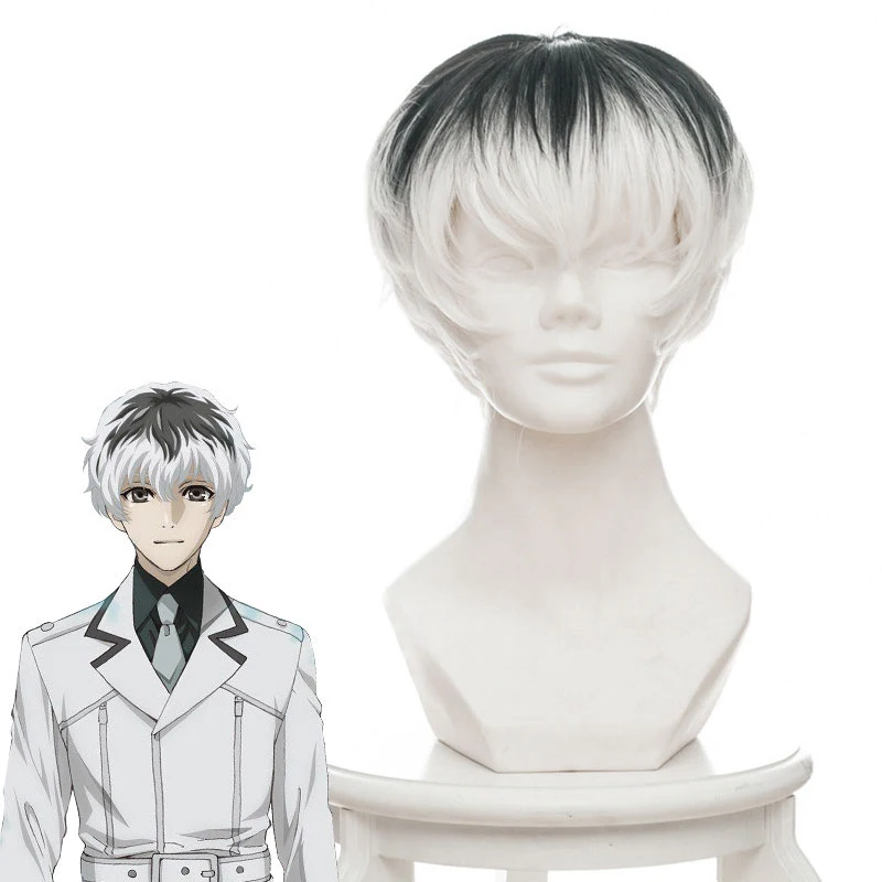 

Men's Short Black Grey Synthetic Wigs Tokyo Ghoul for Halloween Cosplay Costumes for Men Adult Coser Peruca Peluca Perruque