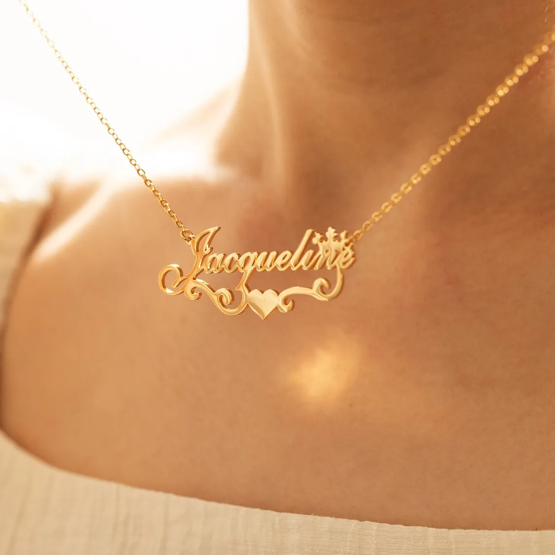 

Custom Crown Name Necklace With Heart Ribbon Women Girl Stainless Steel Jewelry Gold Color Nameplate Necklace Friends Gifts