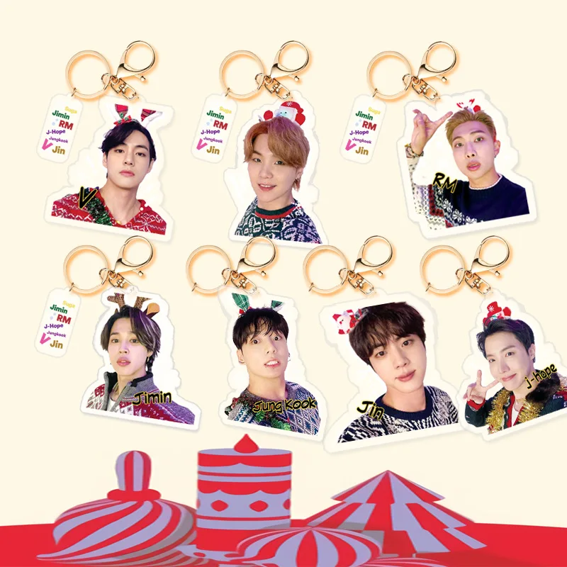 

1Pcs Kpop Bangtan Boys Acrylic Keychain New Key Chain Accessories Key Ring Gifts Collection JIMIN SUGA JK V Cute Pendant Keyring
