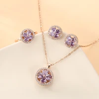 carlidana 4pcs set rotatable clover anxiety series necklaceearringsringbracelet stainless steel crystal jewelry set women