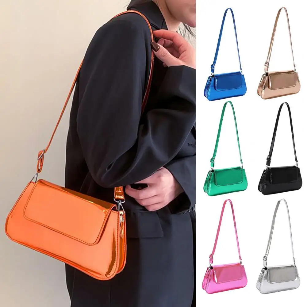

Women Crossbody Bags Handbag Bright Surface Flap Top Daily Collocation Fashion Female Single Shoulder Bag Fashion Accessories